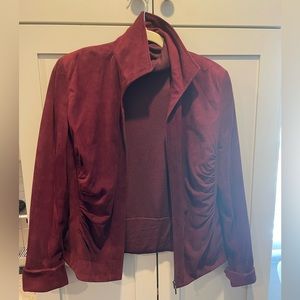 Lafayette 148 Burgundy Suede leather Blazer with Sweater Vest (Size 8 / Medium)